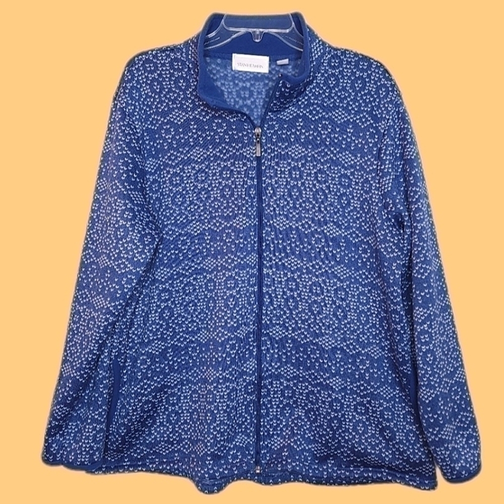 STAN HERMAN Geometric print soft jacket  women's XL long sleeve with zipper